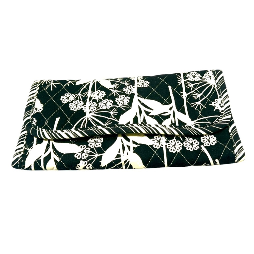 Quilted Wallet Laura Ashley Floral and Polka Dots Black and White Design